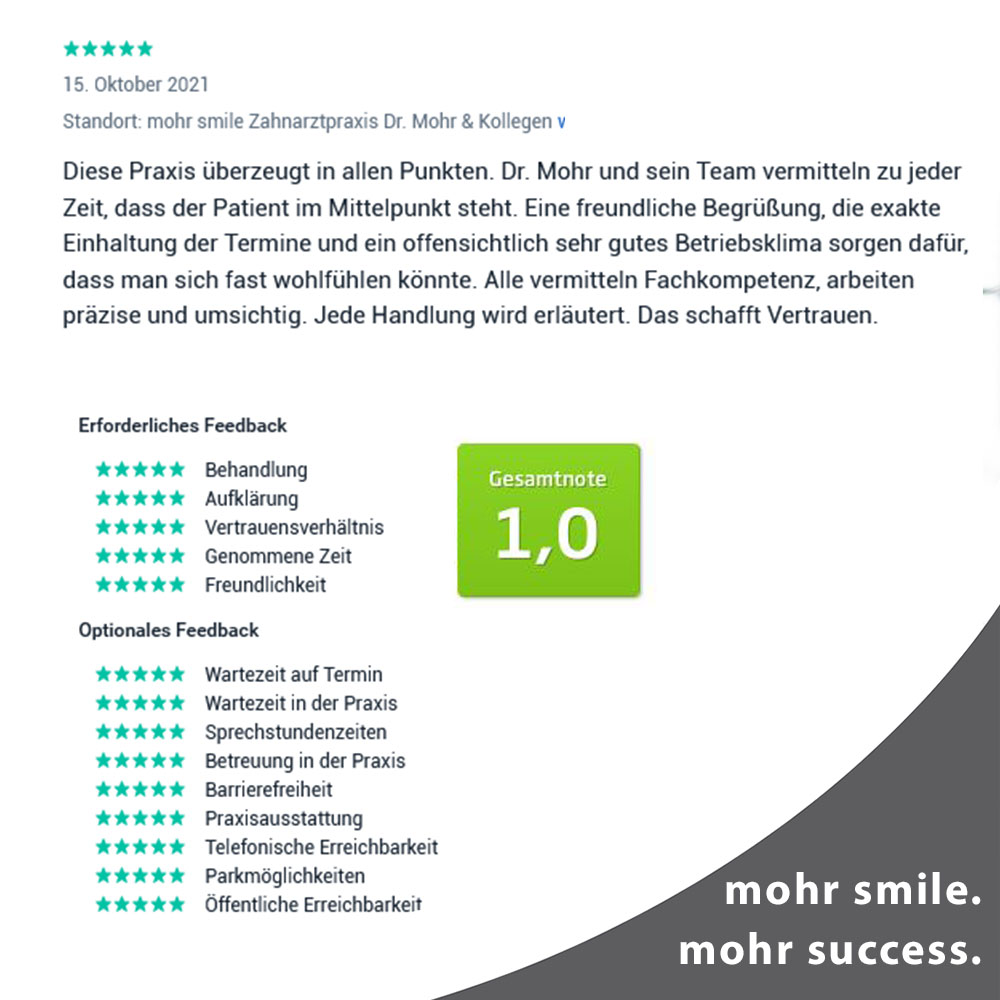 Mohr-Smile Zahnarzt Patientenzufriedenheit